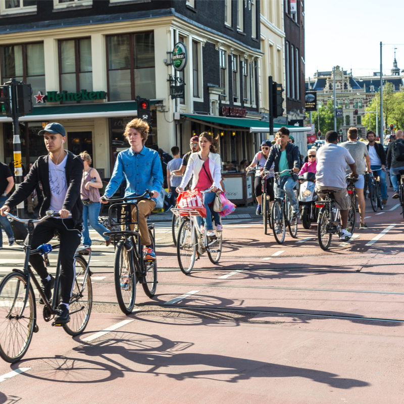 A busy cycle lane in Amsterdam.
