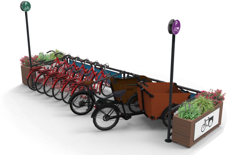 Bikes and cargo bikes parking corral graphic