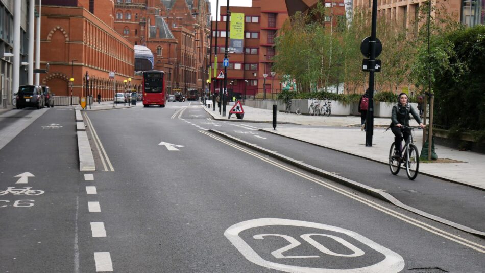 Cycle lanes at King's Cross