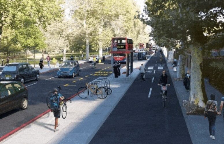 Cycleway 37 - protected cycle lane CGI