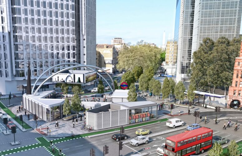 Old Street CGI junction with cycle lanes