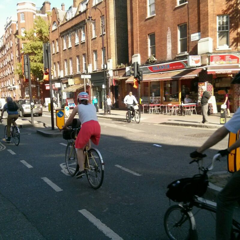 People on cycle lane