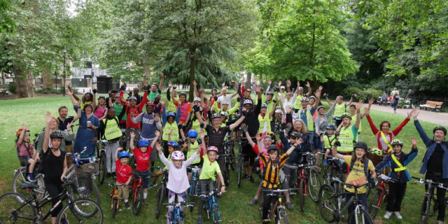 LCC local groups big group of children and people with bikes