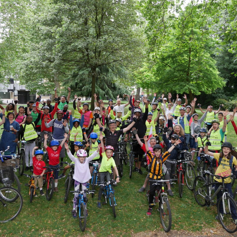 LCC local groups big group of children and people with bikes