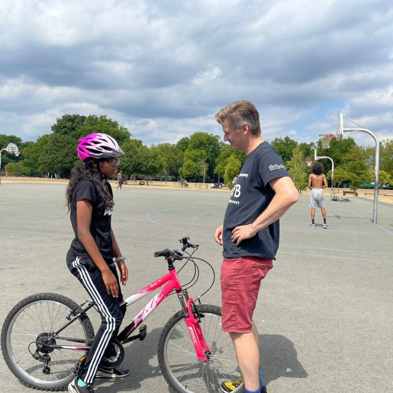 Michael and Amira doing NHS cycle training